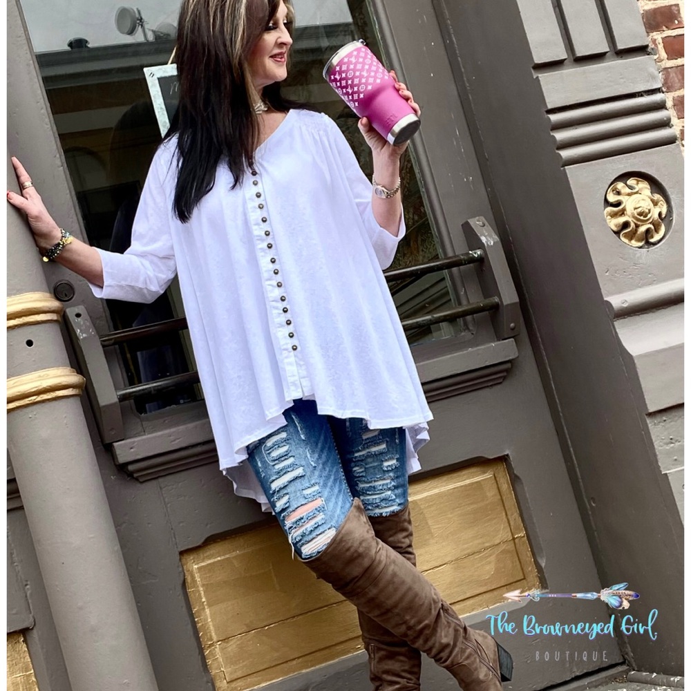 White Be Free Flowy Boho Tunic